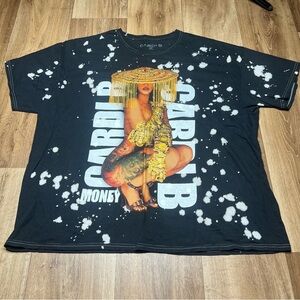 Cardi B Money Single Squat Pose Size 2X Shirt Distressed White Spots